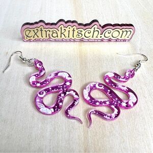 Pink Mirrored Snake Earrings